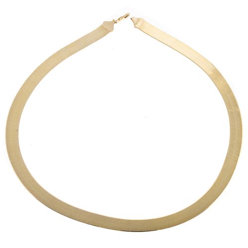 A Wide 10K Yellow Gold Herringbone Necklace