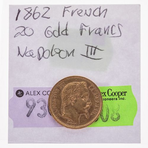 1862 French Gold 20 Francs Napoleon III