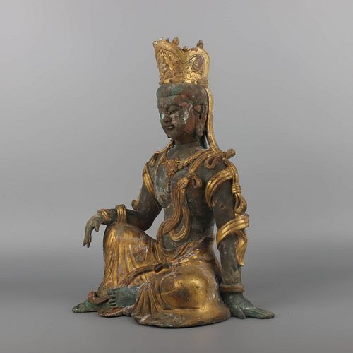 A Gild Silver Buddha Statue