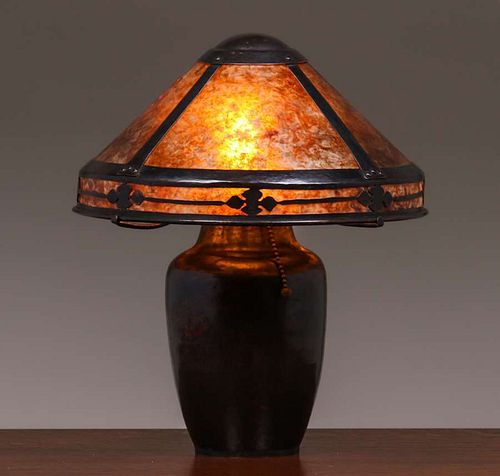 Dirk van Erp Hammered Copper & Mica Lamp c1915-1920