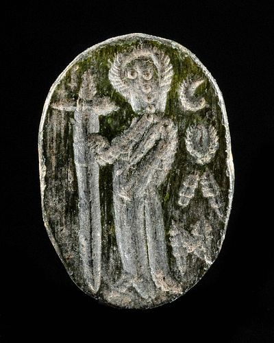 8th C. Byzantine Miniature Bronze Religious Icon