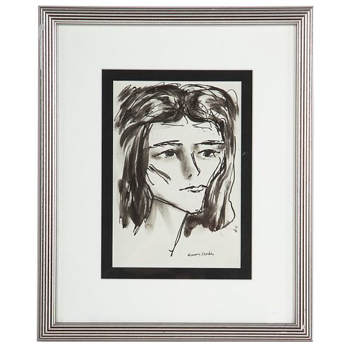Aaron Sopher. Portrait of a Woman, ink