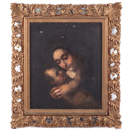 Continental School, 19th c. Madonna and Child, oil