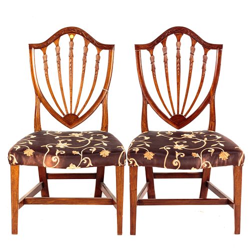 Pair of Federal Mahogany Shield Back Side Chairs
