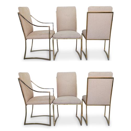 (6 Pc) Milo Baughman Gold Toned Dining Chairs