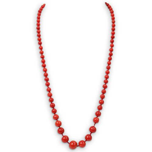 Red Coral Beaded Gold Necklace