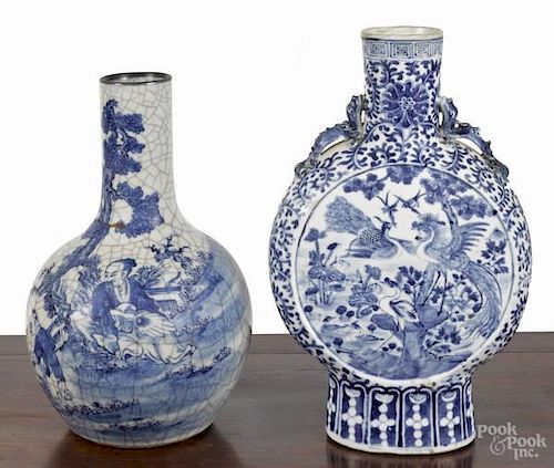 Chinese blue and white porcelain moon flask