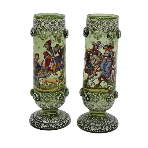 Pair of 19th C. Bohemian Glass Vases
