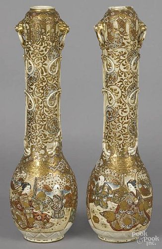 Pair of Japanese Satsuma vases, ca. 1900, 17'' h