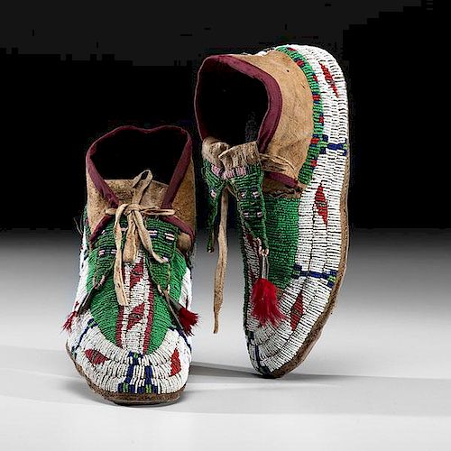Sioux Beaded Hide Moccasins Collected by Joseph Zalusky 