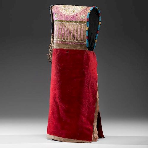 Sioux Beaded and Quilled Hide Cradle Collected by Medal of Honor Recipient James M. Burns 