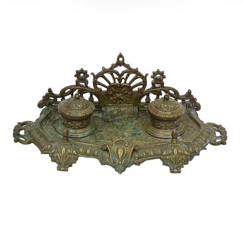 Antique French Neoclassical Bronze Inkwell