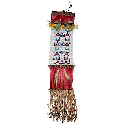 Sioux Beaded and Quilled Buffalo Hide Tobacco Bag from the Collection of Monroe Killy (1910-2010) 