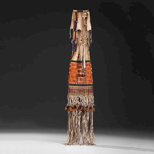 Extraordinary Cheyenne Beaded Hide Tobacco Bag with Provenance From the Historic Glen-Isle Resort, Bailey, Colorado 