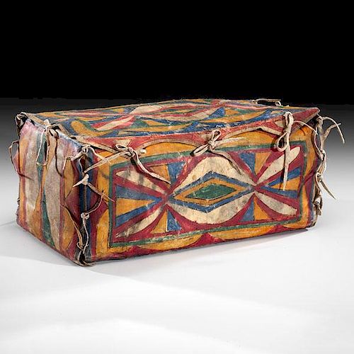 Sioux Polychrome Parfleche Trunk From a Minnesota Collection 