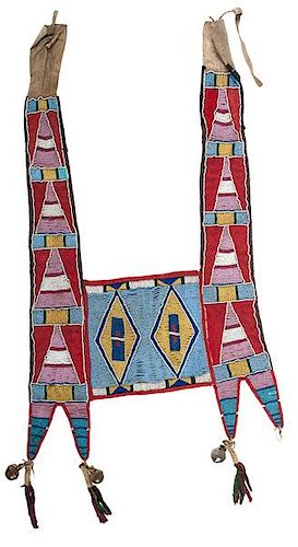 Crow Beaded Hide Martingale From the Historic Glen-Isle Resort, Bailey, Colorado 