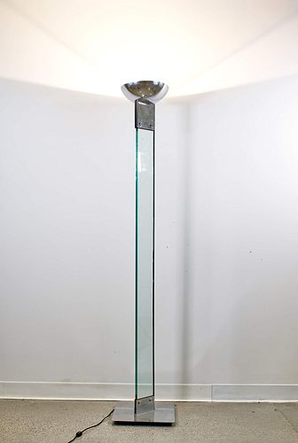 Italian Chrome and Glass Midcentury Torchiere