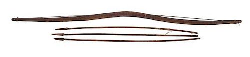 Central Plains Recurved Sinew-Backed Bow and Arrows 