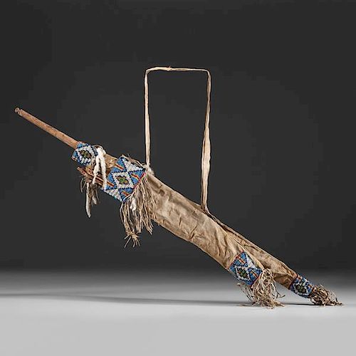 Northern Plains Beaded Hide Bowcase and Quiver From a Minnesota Collection 