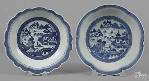 Two Chinese export blue and white porcelain scal