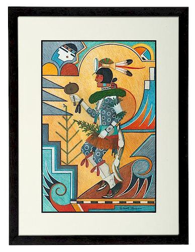 Gilbert Atencio, Wah Peen (San Ildefonso, 1930 - 1995) Tempera on Paper 