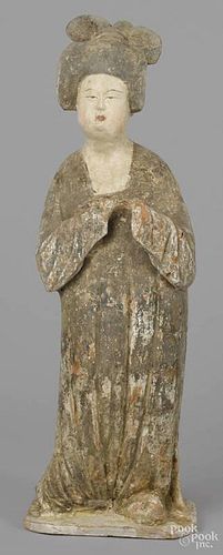 Chinese Tang style pottery figure of a woman, 2
