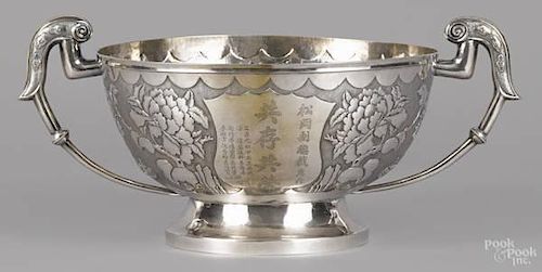Chinese silver bowl, ca. 1900, with presentatio