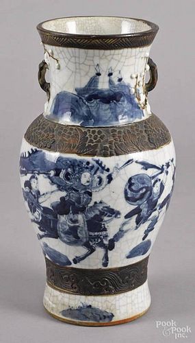 Chinese Qing dynasty crackle glaze vase, 13 3/4