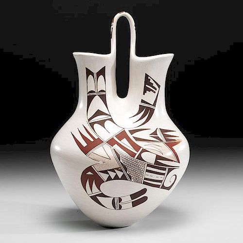 Joy Navasie, Second Frog Woman (Hopi, 1919-2012) Pottery Wedding Vase  
