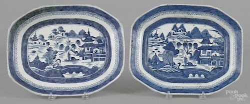 Two Chinese export porcelain Canton platters, 19