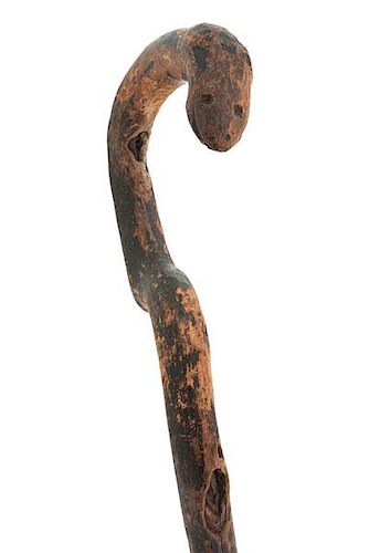 Carved Wood Serpent Cane 