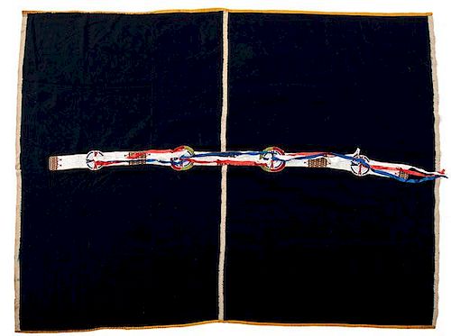 Sioux Beaded Hide Strip on Wool Blanket from the William H. Jensen (1886-1960) Collection  