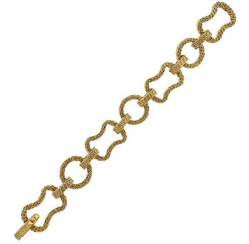 Mid Century 18K Gold Link Woven Bracelet