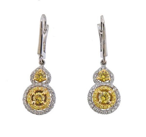 18K Gold Fancy Yellow Diamond Drop Earrings