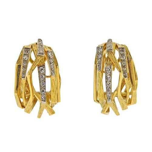 18K Gold Geometric Diamond Earrings