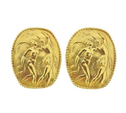 Athena 18K Gold Clip On Earrings