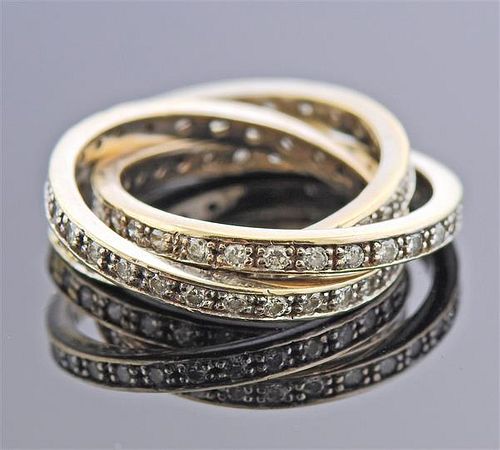 18K Gold Diamond  Rolling Band Ring