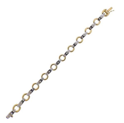 14k Gold Diamond Circle Link Bracelet 