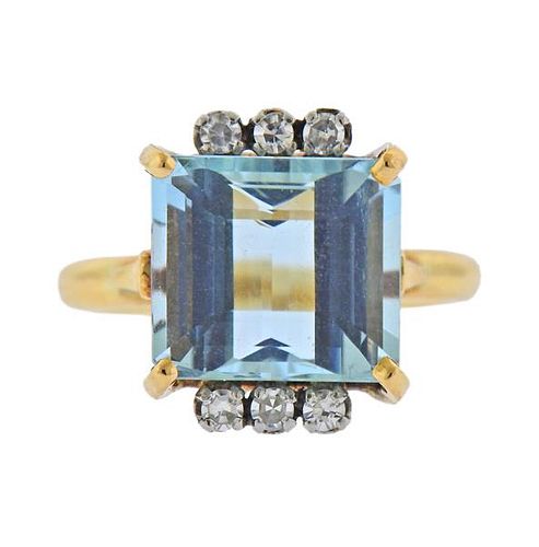 18k Gold Platinum Blue Stone Diamond Ring 