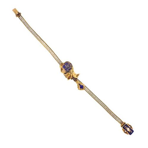 Antique Victorian 18k Gold Enamel Bracelet 