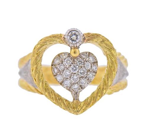 Buccellati Oro Diamond 18k Gold Heart Ring