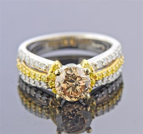 A. Jaffe 18K Gold Fancy  Diamond Engagement Ring 
