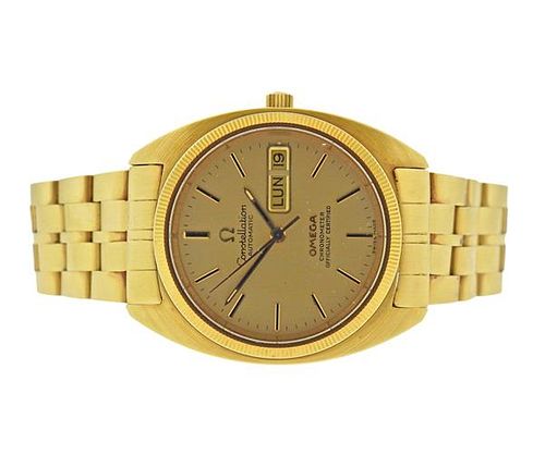 Omega Constellation 1970s 18k Gold Day Date Automatic Watch 
