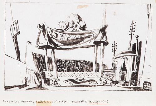 Enrico Prampolini (Modena 1894-Roma 1956)  - Sketch for "Three balls and a penny", 1943
