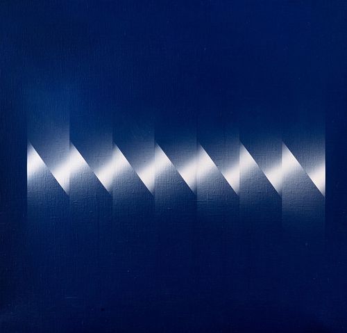 Ennio Finzi (Venezia 1931)  - Chrome blue-white light vibration, 1975