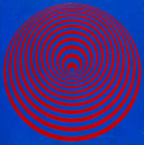 Marina Apollonio (Trieste 1940)  - Circular Dinamic 6S blue + red, 1966