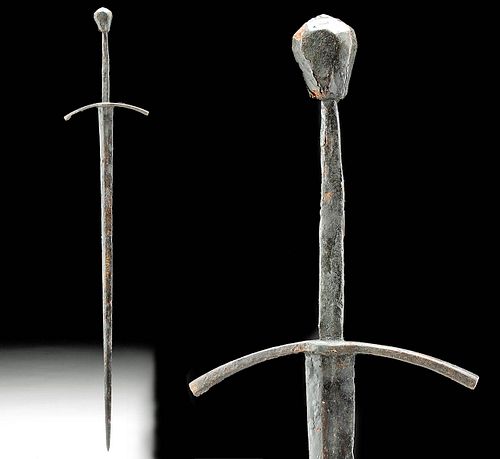 15th C. German Iron Bastard Sword w/ Copper Cross