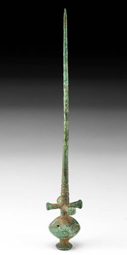 Large Luristan Bronze Cloak Pin - Opium Poppy