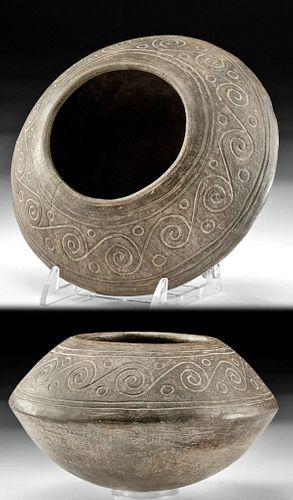 Chimu Grayware Bowl w/ Incised Decoration, ex-Sotheby's