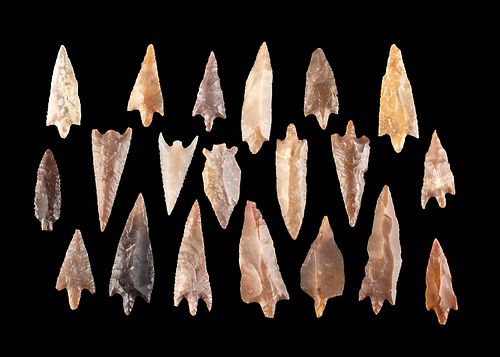 20 Neolithic Mauritanian Stone Arrowheads